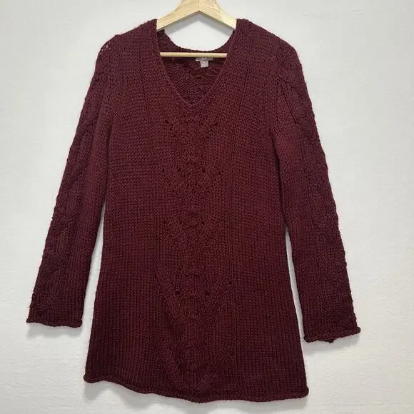 Jill Sweaters J Jill Chunky V Neck Cable Knit Tunic Sweater